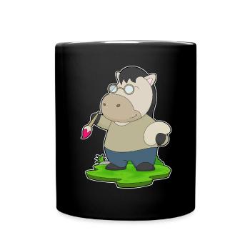 Pferd Maler Pinsel Malen - Tasse einfarbig - Schwarz - Vorne
