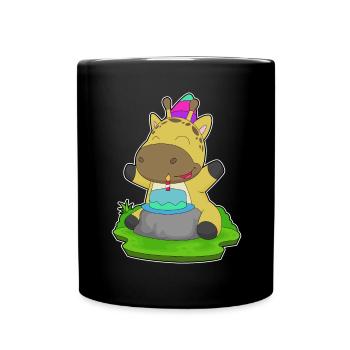 Gâteau d’anniversaire girafe - Mug uni - noir - Devant
