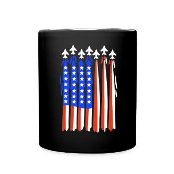 Amerikanische Flagge Kampfjet - Tasse einfarbig - Schwarz - Vorne
