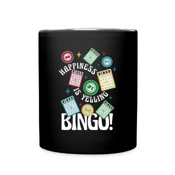 Happiness Is Yelling Bingo Caller Daubers - Full Colour Mug - black - Front