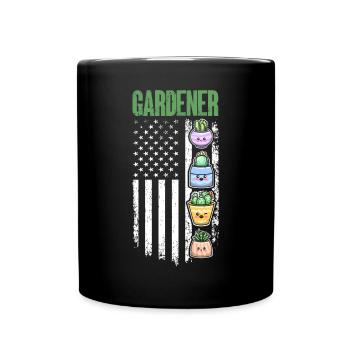 Gardener US Flag - Hobby Gardener - Tasse einfarbig - Schwarz - Vorne