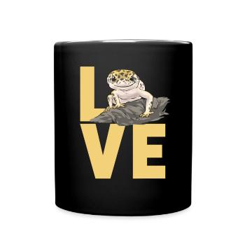Leopardgecko Reptil Haustier Gecko - Tasse einfarbig - Schwarz - Vorne