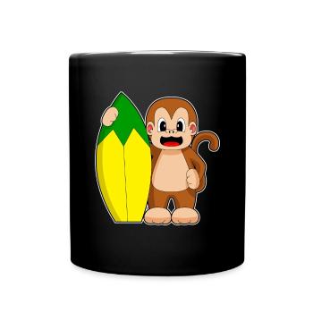 Affe Surfen Surfbrett Sommer - Tasse einfarbig - Schwarz - Vorne