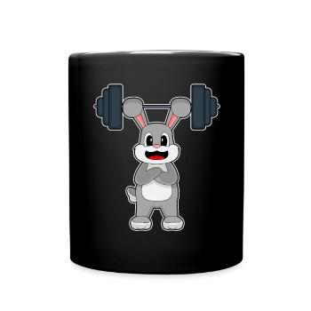 Bunny Bodybuilder Barbell Bodybuilding - Full Colour Mug - black - Front