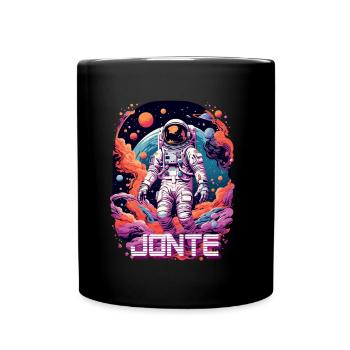 JONTE - Schöner Jungen Name mit coolem Astronaut - Tasse einfarbig - Schwarz - Vorne