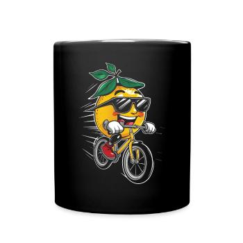 Zitrone Radfahren auf Fahrrad-Geschenk - Tasse einfarbig - Schwarz - Vorne