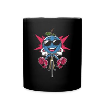 Blaubeer, Radfahren, Auf, Fahrrad, Karika Geschenk - Tasse einfarbig - Schwarz - Vorne