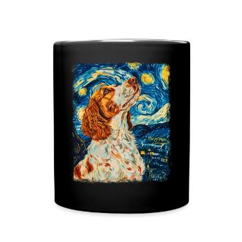 Brittany Spaniel Chien Nuit étoilée Peinture - Mug uni - noir - Devant