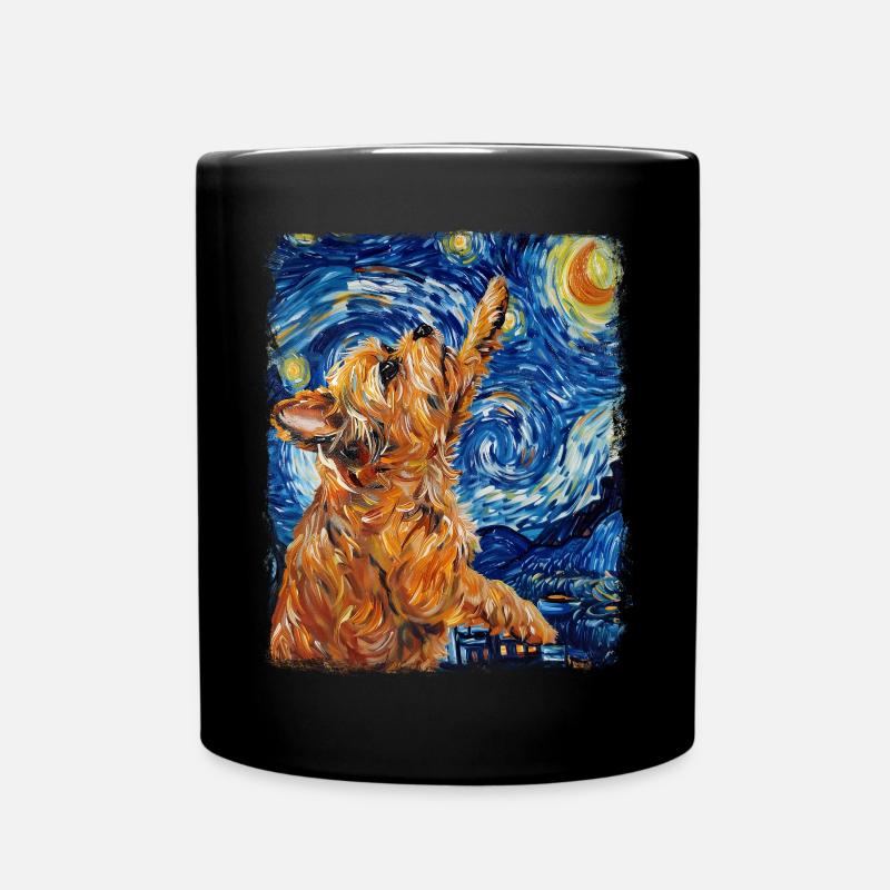 Brüsseler Griffon Hund Sternennacht Gemälde - Tasse einfarbig - Schwarz