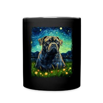 Cane Corso Dog Starry Night Painting - Full Colour Mug - black - Front