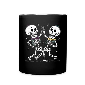 Tanzendes Skelett Paare mit bunten Schals - Tasse einfarbig - Schwarz - Vorne