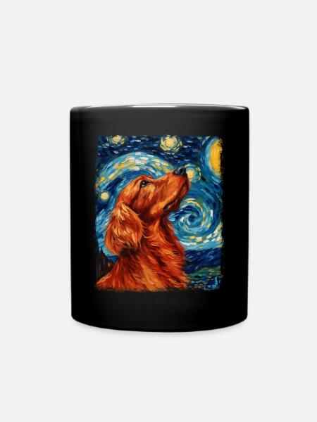 Irish Setter Hund Sternennacht Gemälde - Tasse einfarbig - Schwarz