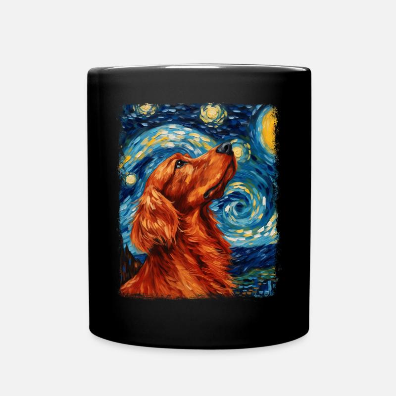 Irish Setter Hund Sternennacht Gemälde - Tasse einfarbig - Schwarz
