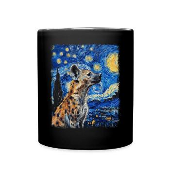Hyäne Afrikanisches Tier Sternennacht-Gemälde - Tasse einfarbig - Schwarz - Vorne