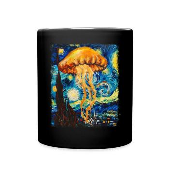 Méduse Océan Nuit étoilée Peinture - Mug uni - noir - Devant