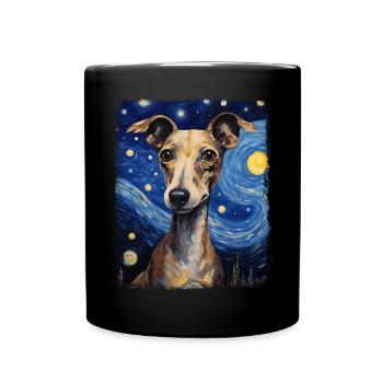 Italienischer Windhund Hund Hund Sternennacht Gemä - Tasse einfarbig - Schwarz - Vorne