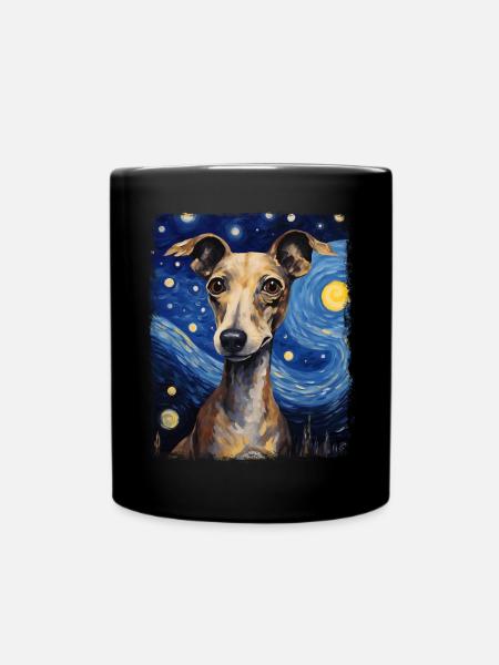 Italienischer Windhund Hund Hund Sternennacht Gemä - Tasse einfarbig - Schwarz
