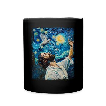 Jésus Colombe Blanche Chrétien Nuit étoilée Peinture - Mug uni - noir - Devant