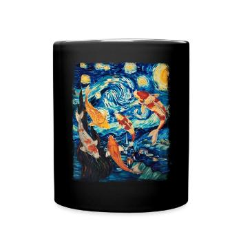 Koi Fisch Karpfen Nishikigoi Japan Sternennacht Ma - Tasse einfarbig - Schwarz - Vorne