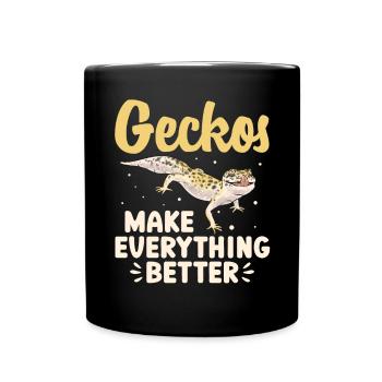 Leopardgecko Reptil Haustier Gecko - Tasse einfarbig - Schwarz - Vorne