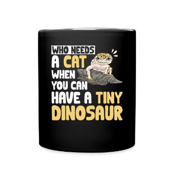 Leopardgecko Reptil Haustier Gecko - Tasse einfarbig - Schwarz - Vorne