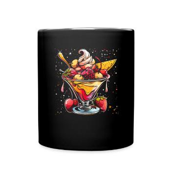 Ice cream sundae graphic - Full Colour Mug - black - Front