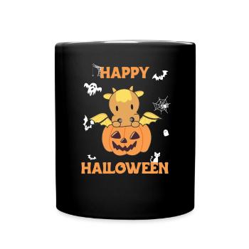 Dragon en citrouille Dragon mignon Joyeux Halloween - Mug uni - noir - Devant