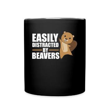 Facilement distrait par les castors - castor mignon - Mug uni - noir - Devant