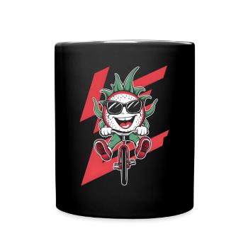 Drachenfrucht Radfahren Auf Dem Fahrrad Geschenk - Tasse einfarbig - Schwarz - Vorne