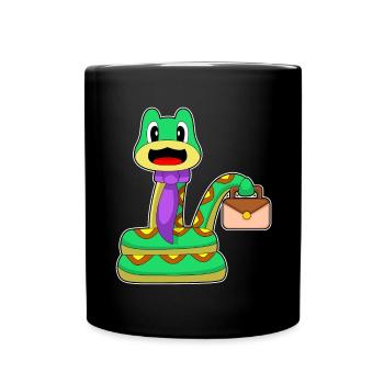 Schlange Handtasche - Tasse einfarbig - Schwarz - Vorne