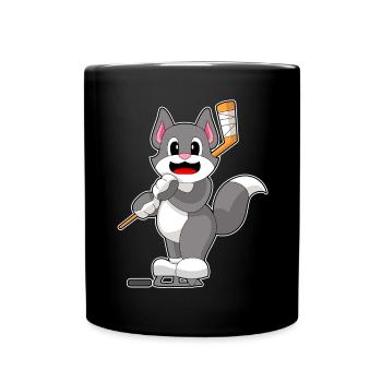 Katze Eishockey Eishockeyschläger - Tasse einfarbig - Schwarz - Vorne
