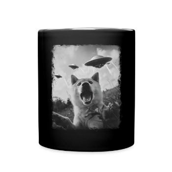 Akita chien OVNI Alien Alien Selfie - Mug uni - noir - Devant