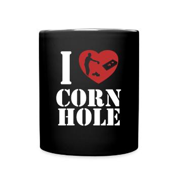 Ich liebe Cornhole Sitzsack Spielbretter Professional - Tasse einfarbig - Schwarz - Vorne