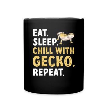 Leopardgecko Reptil Haustier Gecko - Tasse einfarbig - Schwarz - Vorne