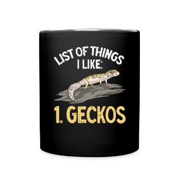 Leopardgecko Reptil Haustier Gecko - Tasse einfarbig - Schwarz - Vorne