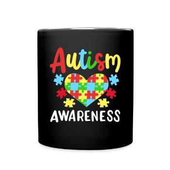 Autismus Puzzleteile Herz - Tasse einfarbig - Schwarz - Vorne