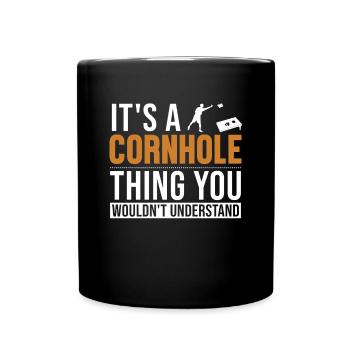 Es ist ein Cornhole-Ding Spielbretter Sitzsack - Tasse einfarbig - Schwarz - Vorne