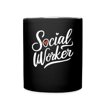 Sozialarbeiter Sozialarbeit Herz Schriftzug - Tasse einfarbig - Schwarz - Vorne