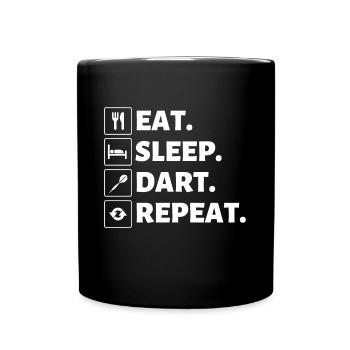 Eat Sleep Dart Repeat Lustiger Dart Spruch Für - Tasse einfarbig - Schwarz - Vorne