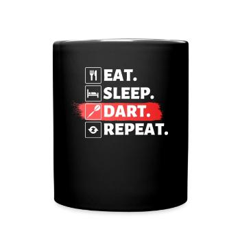 Manger dormir fléchette répéter - Drôle de fléchette dicton pour - Mug uni - noir - Devant