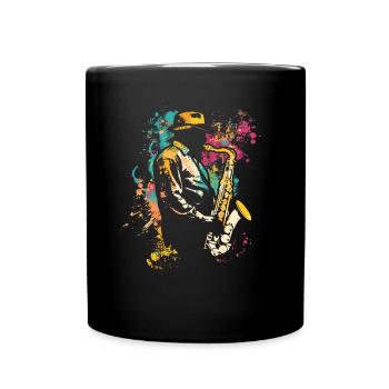 Saxophoniste street art - Mug uni - noir - Devant