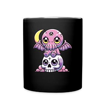 Kawaii Gothic Cthulhu Pastellfarben Gothic Goth - Tasse einfarbig - Schwarz - Vorne