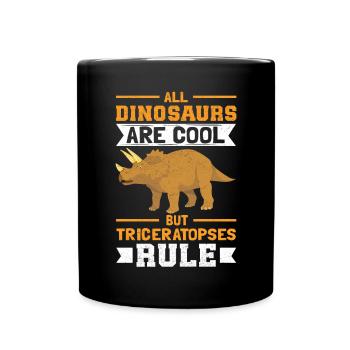 Triceratops Dinosaurier Dinos Geschenk - Tasse einfarbig - Schwarz - Vorne