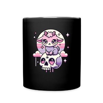 Kawaii Pastel Goth Mignon Creepy Chèvre Chauve-souris - Mug uni - noir - Devant