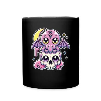 Kawaii Gothic Cthulhu Pastellfarben Gothic Goth - Tasse einfarbig - Schwarz - Vorne