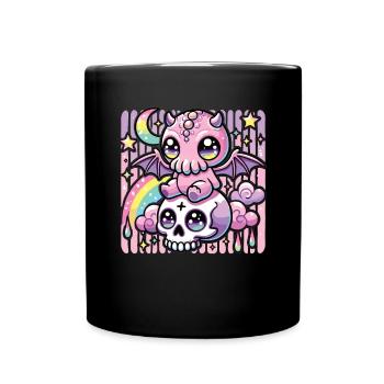 Kawaii Gothic Cthulhu Pastellfarben Gothic Goth - Tasse einfarbig - Schwarz - Vorne