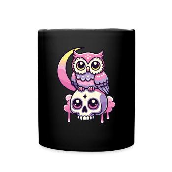 Kawaii Gothic Eule Pastellfarben Gothic Goth - Tasse einfarbig - Schwarz - Vorne