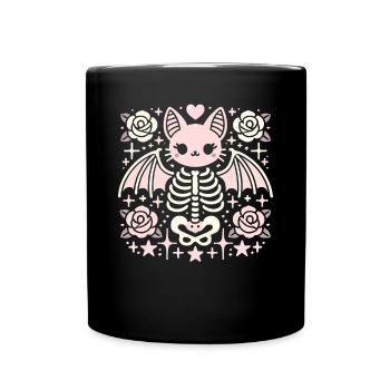 Kawaii Gothic Katze Pastellfarben Gothic Goth - Tasse einfarbig - Schwarz - Vorne
