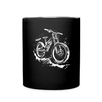 Mountainbiker Zeichnung - Tasse einfarbig - Schwarz - Vorne