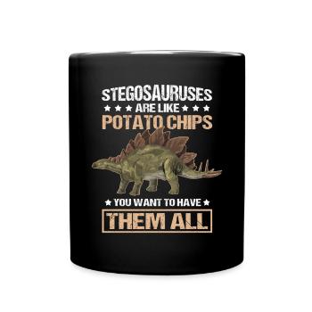 Stegosaurus Dinos Dinosaurier Geschenk - Tasse einfarbig - Schwarz - Vorne